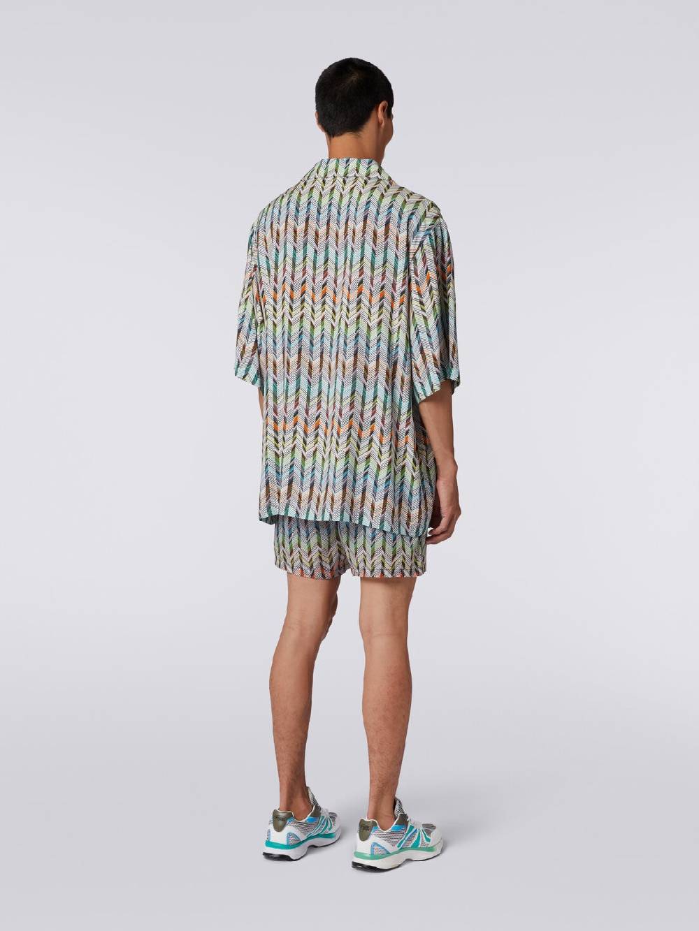 M Missoni Camicia da bowling in viscosa stampata con logo Italia