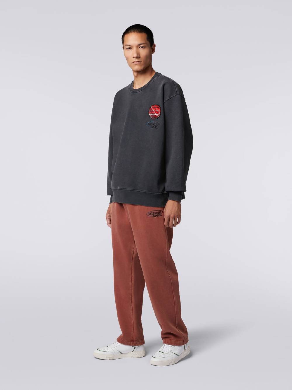 M Missoni Pullover girocollo in felpa di cotone con inserto in maglia Nuovo