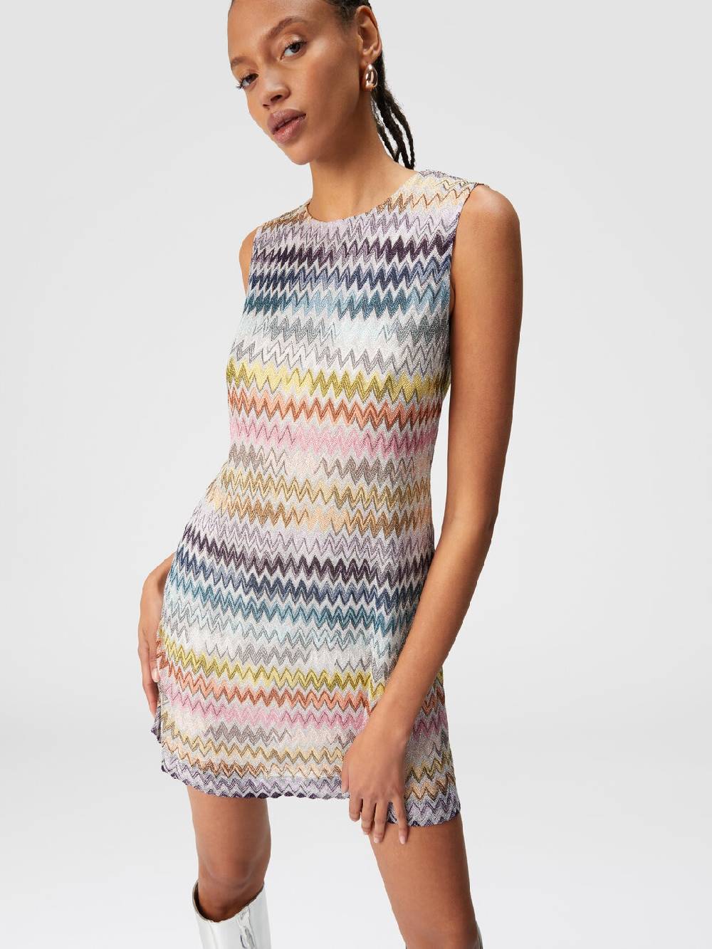 M Missoni Mini-abito senza maniche in viscosa zig zag lamé Qualità