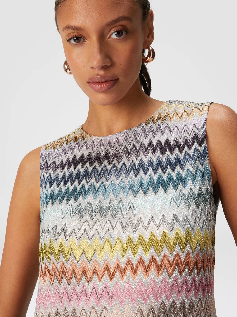 M Missoni Mini-abito senza maniche in viscosa zig zag lamé Qualità