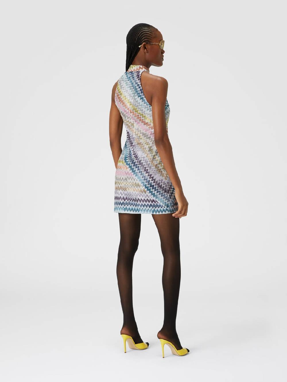 M Missoni Mini-abito senza maniche in viscosa zig zag lamé Vendita
