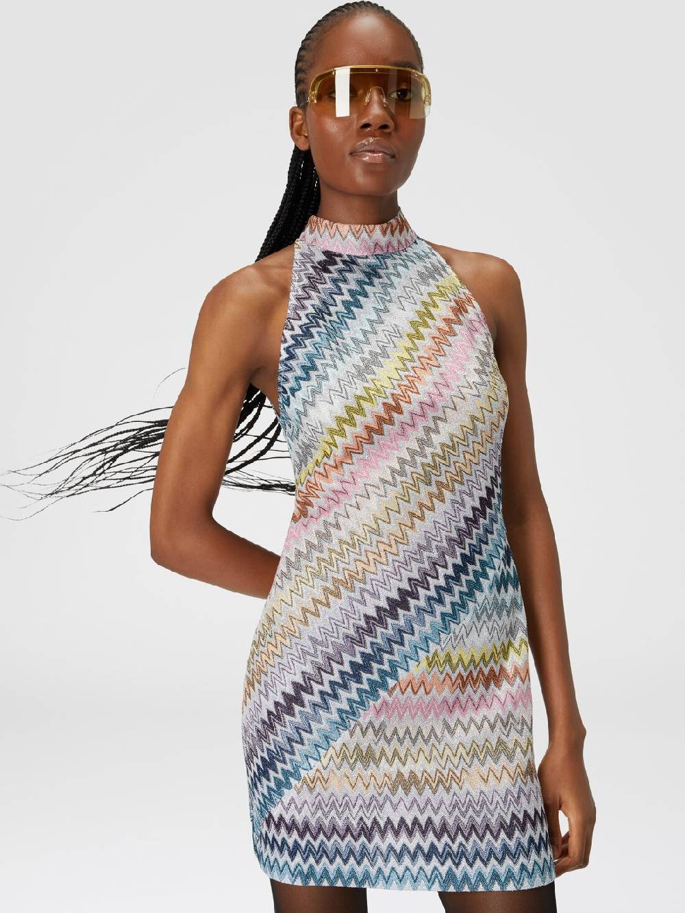 M Missoni Mini-abito senza maniche in viscosa zig zag lamé Vendita