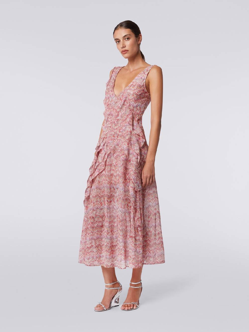 M Missoni Abito midi motivo snake con balze e lurex Presa