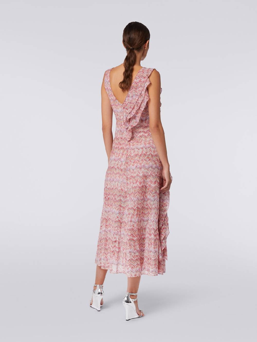M Missoni Abito midi motivo snake con balze e lurex Presa