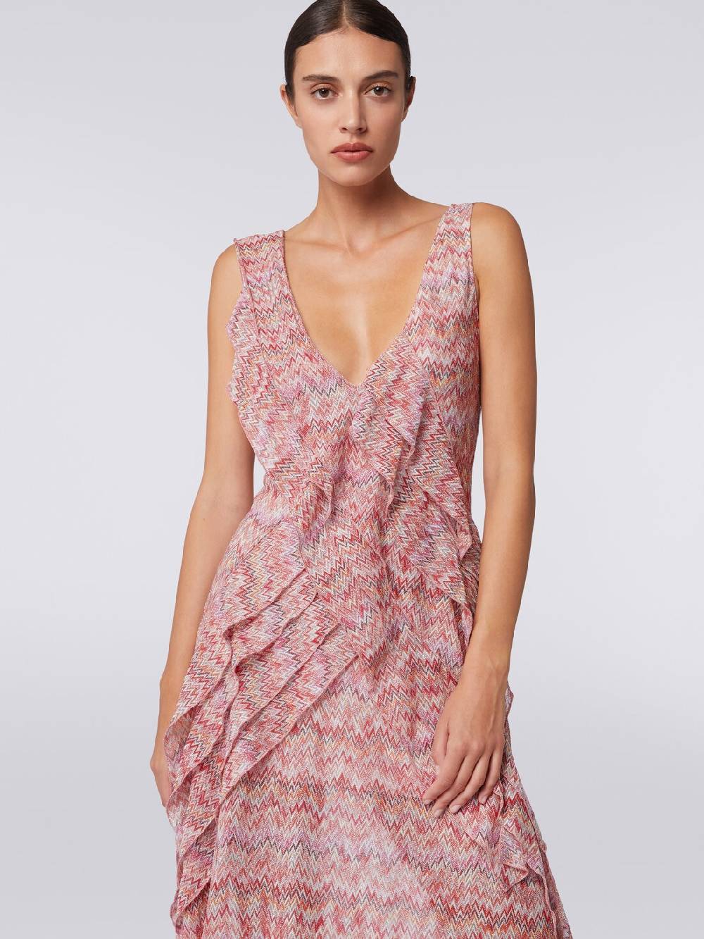 M Missoni Abito midi motivo snake con balze e lurex Presa