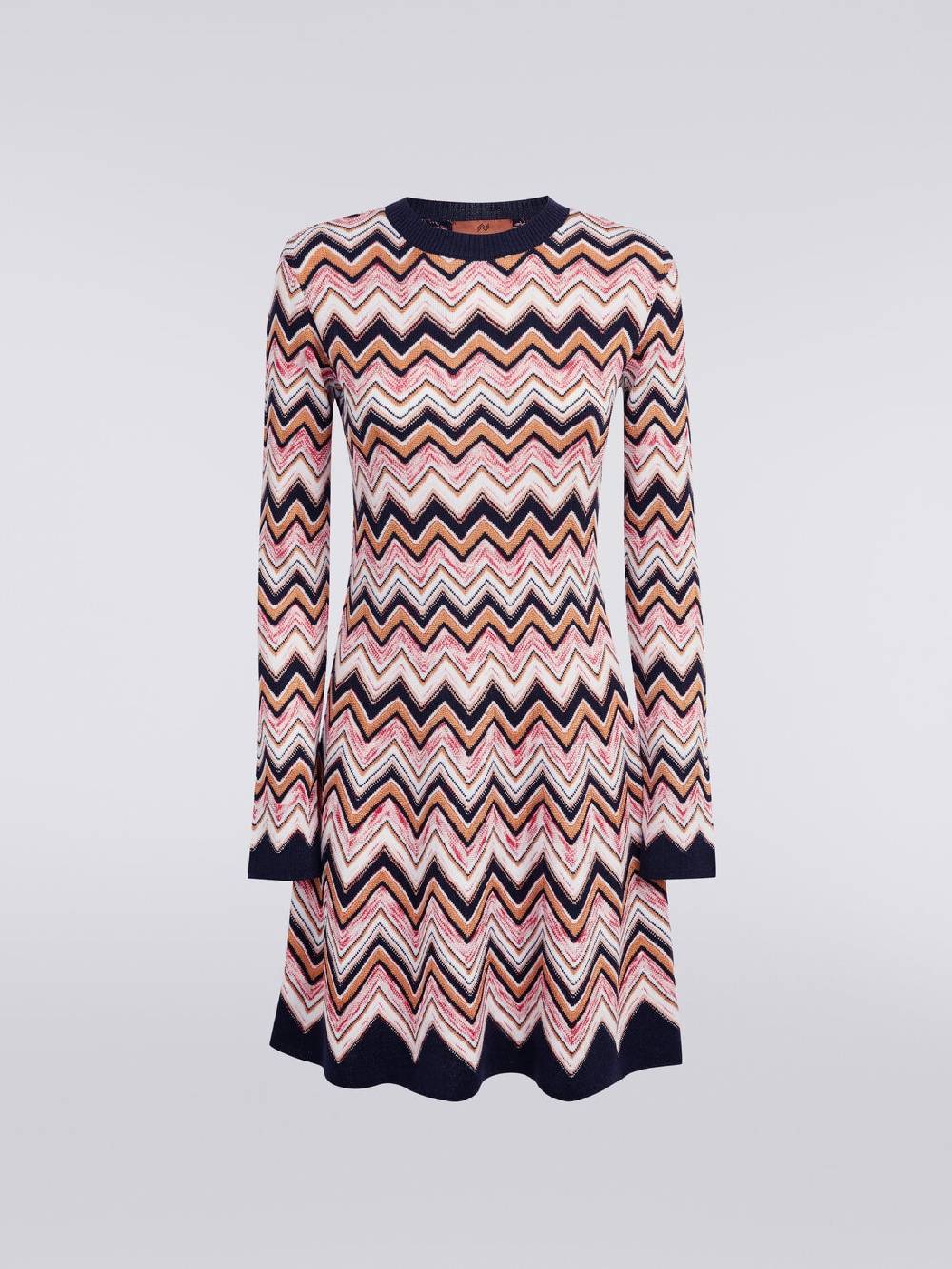 M Missoni Abito girocollo a maniche lunghe in maglia zig zag Economico