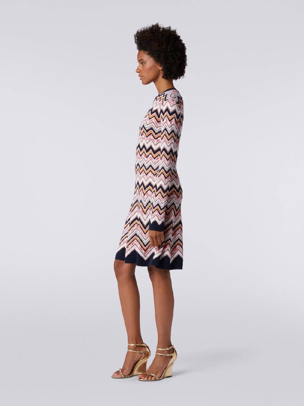 M Missoni Abito girocollo a maniche lunghe in maglia zig zag Economico