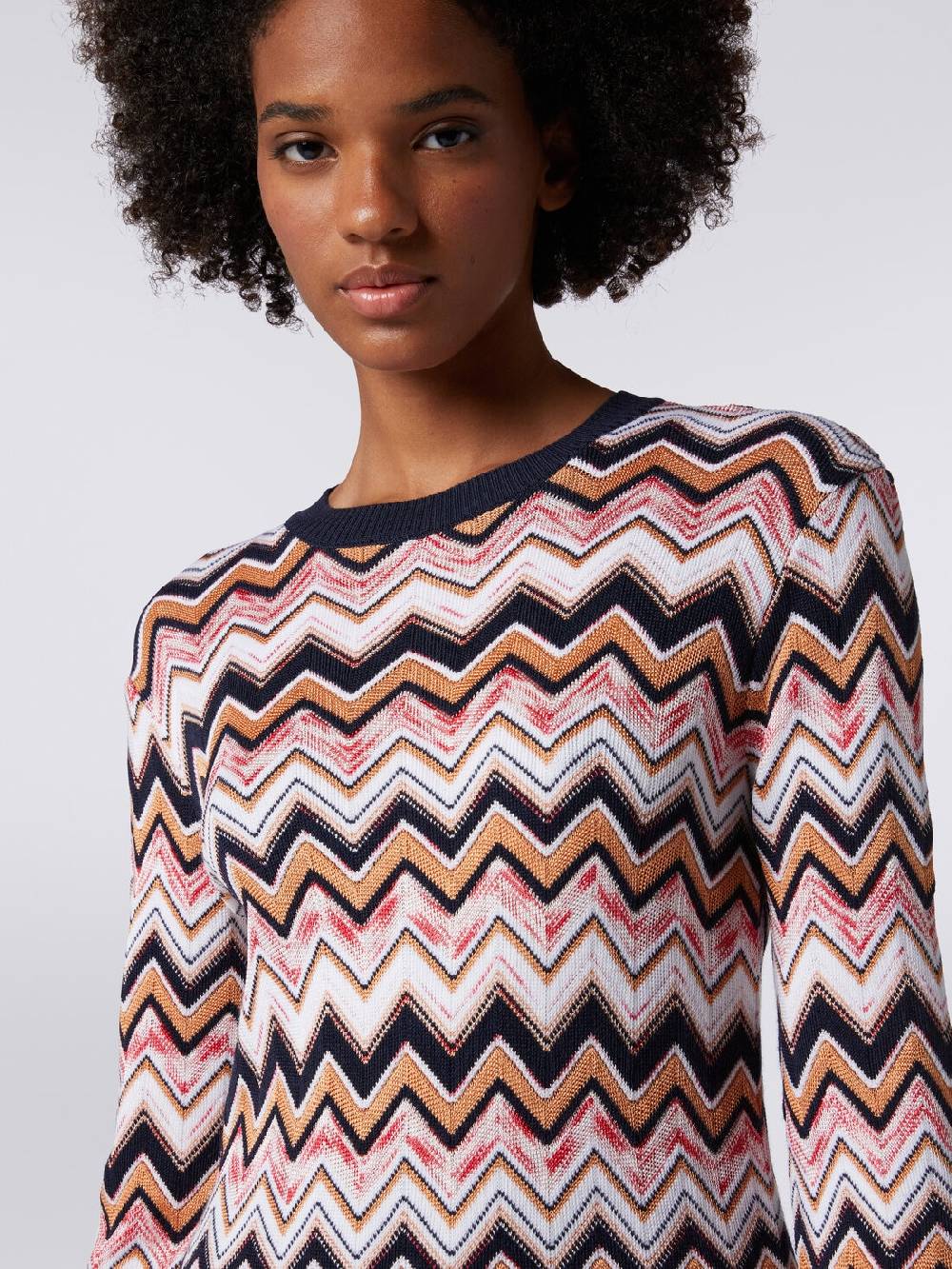 M Missoni Abito girocollo a maniche lunghe in maglia zig zag Economico