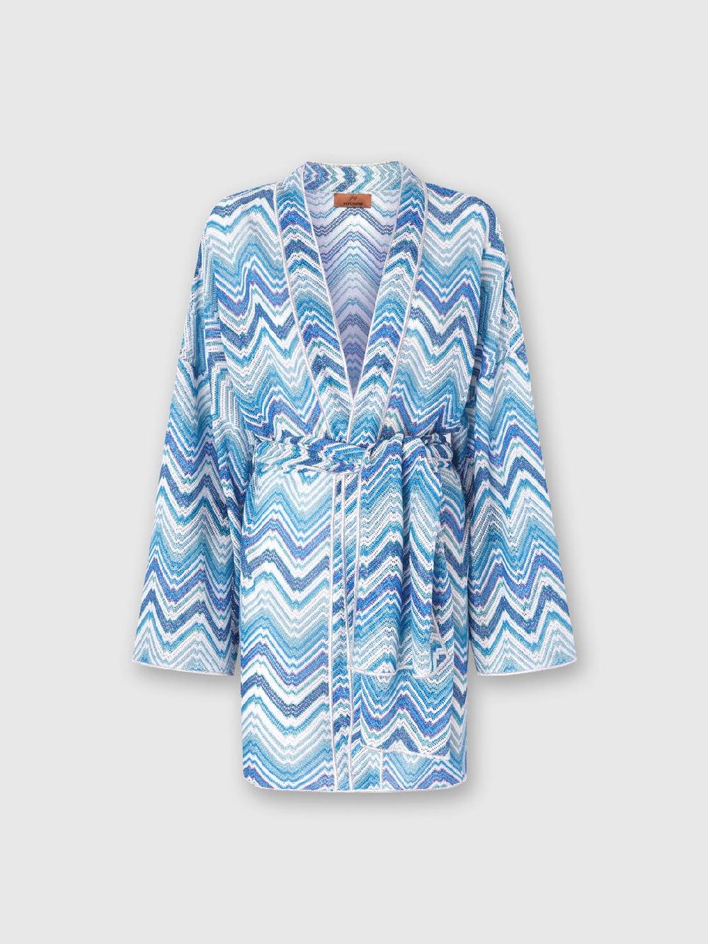 M Missoni Copricostume corto a vestaglia in crochet chevron con lurex Saldi Di Fabbrica