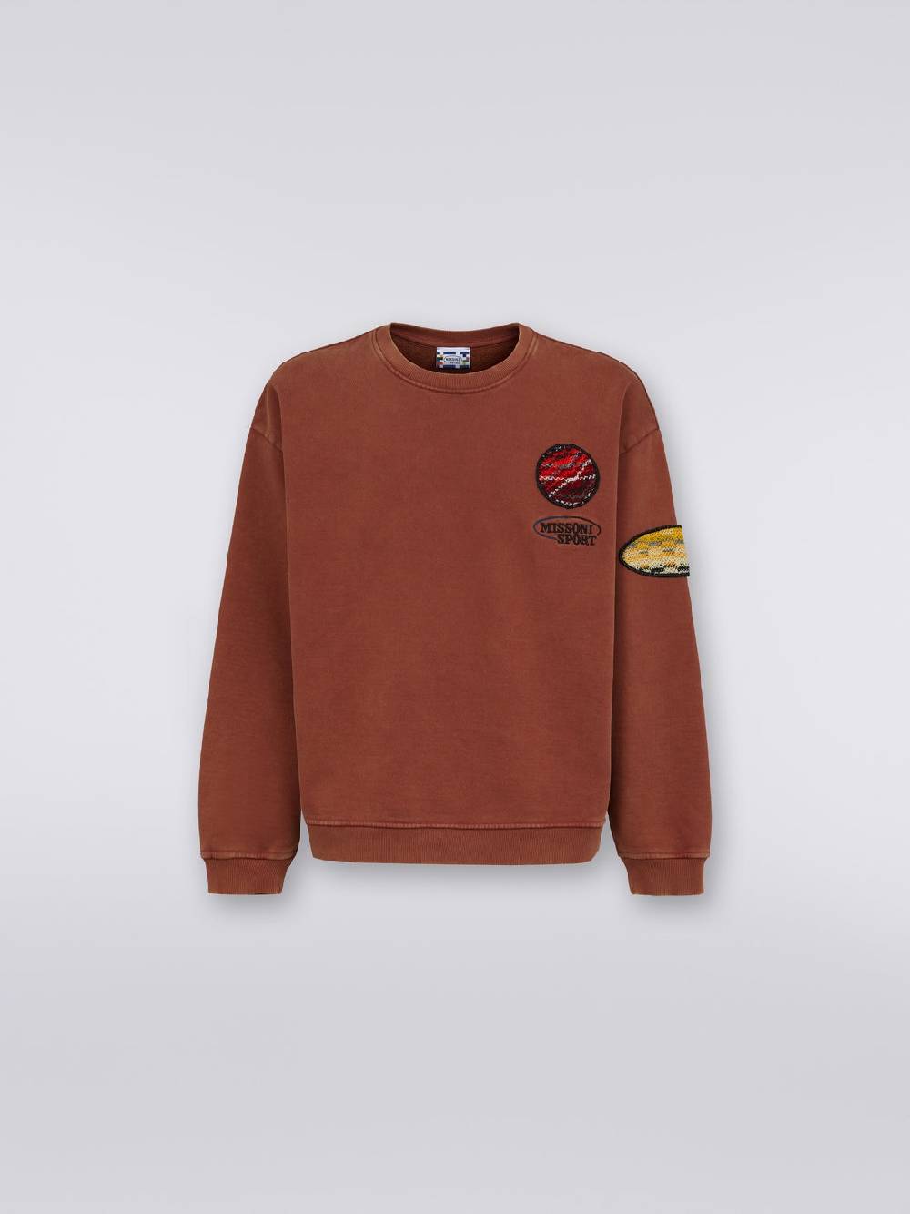 M Missoni Pullover girocollo in felpa di cotone con inserto in maglia Nuova