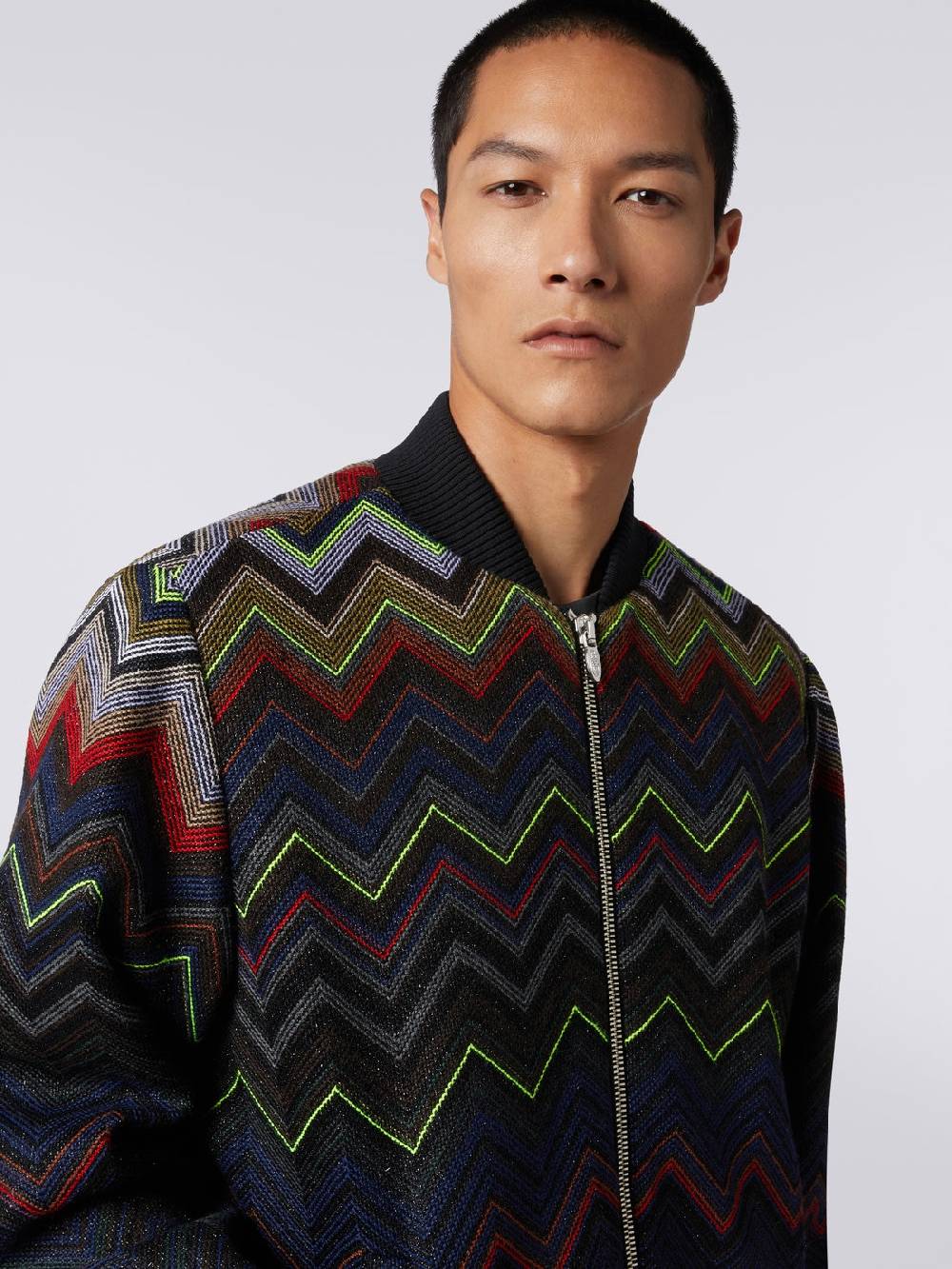 M Missoni Bomber in misto lana e cotone chevron in collaborazione con Mike Maignan Offerte