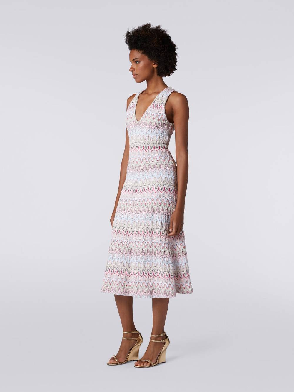 M Missoni Abito con scollatura a V in misto viscosa motivo a onde Acquista Ora