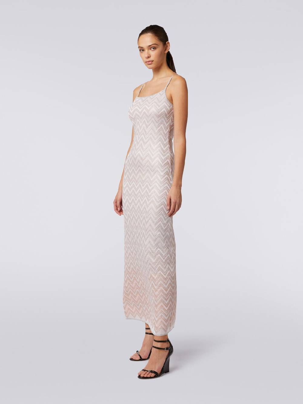 M Missoni Abito lungo senza maniche in viscosa lamé zig zag Sottocosto