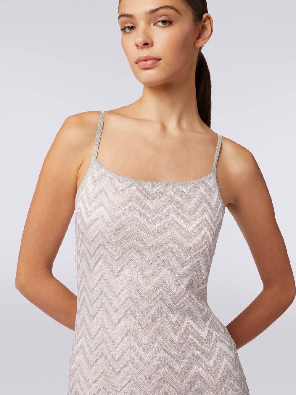 M Missoni Abito lungo senza maniche in viscosa lamé zig zag Sottocosto