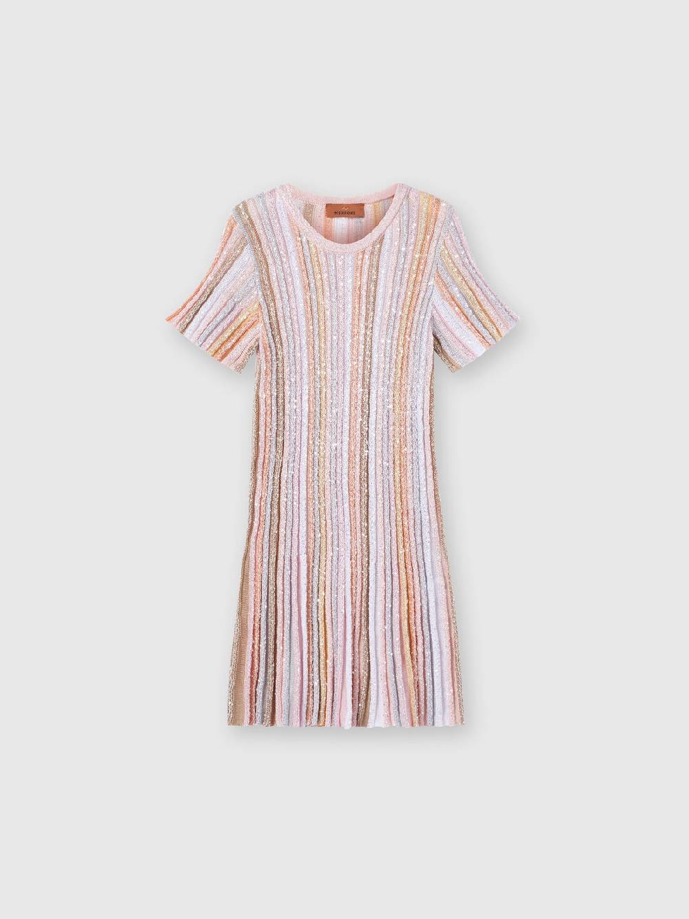M Missoni Abito a maniche corte in maglia di viscosa plissée Sconto