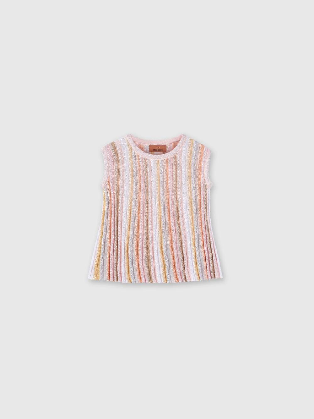 M Missoni Top senza maniche in maglia di viscosa plissée con paillettes Economico