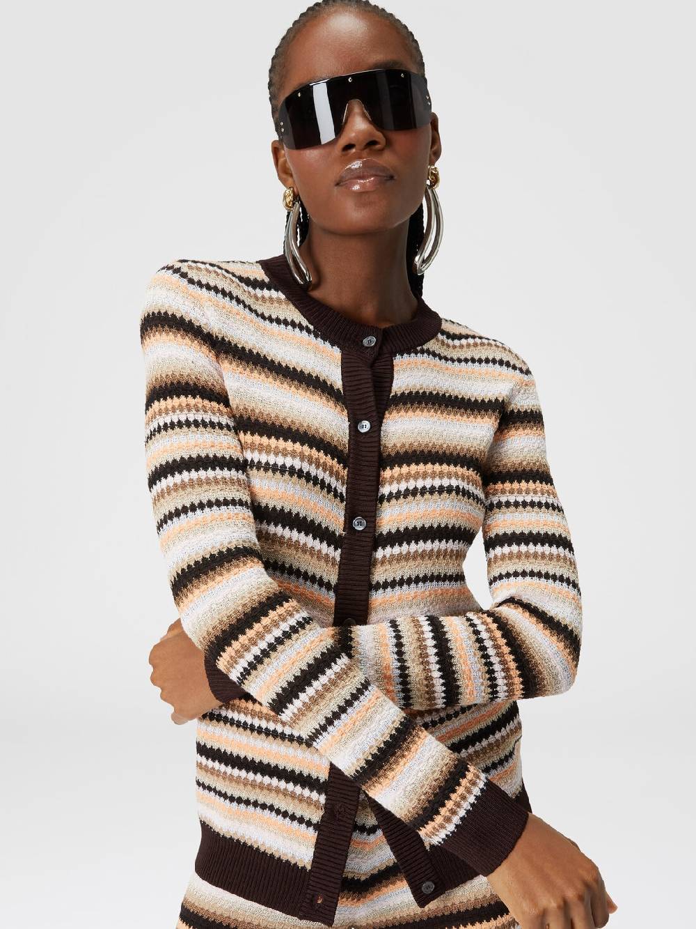 M Missoni Cardigan in cotone e viscosa a righe con profili a contrasto Smaltimento dello stoccaggio