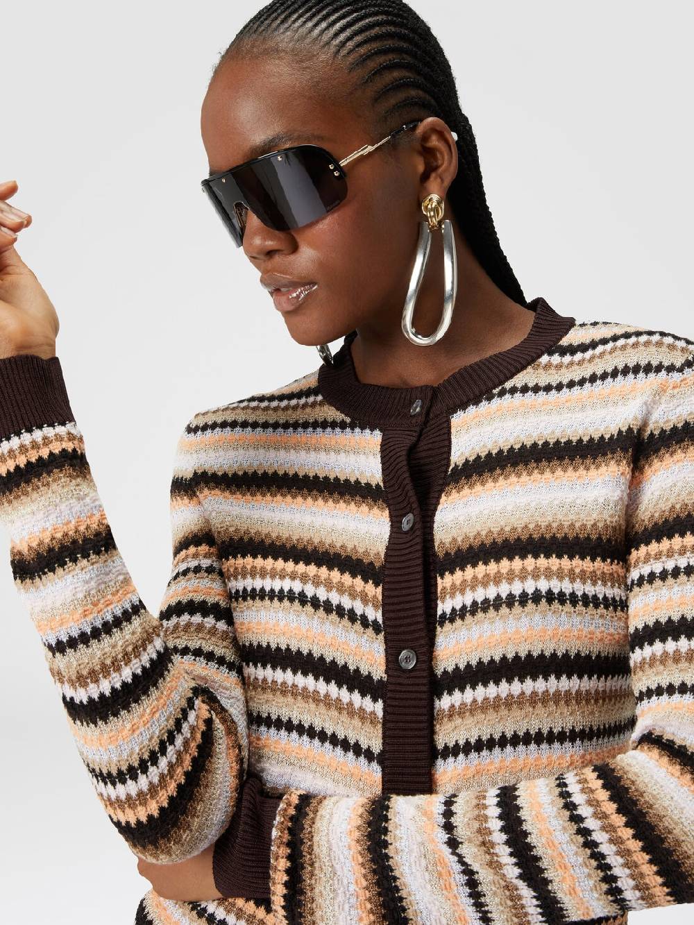 M Missoni Cardigan in cotone e viscosa a righe con profili a contrasto Smaltimento dello stoccaggio