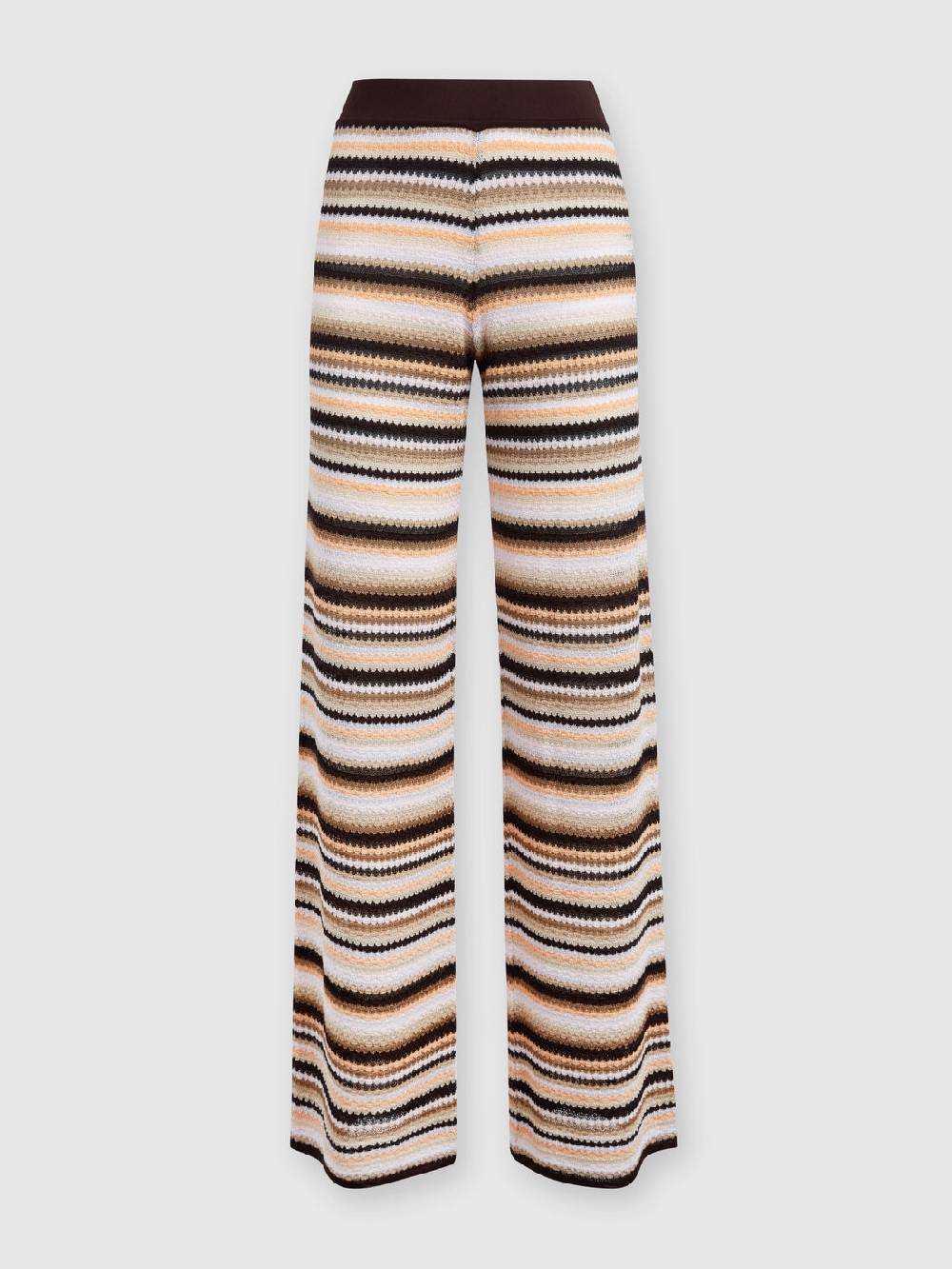 M Missoni Pantaloni dritti in maglia rigata di cotone e viscosa Vendita calda