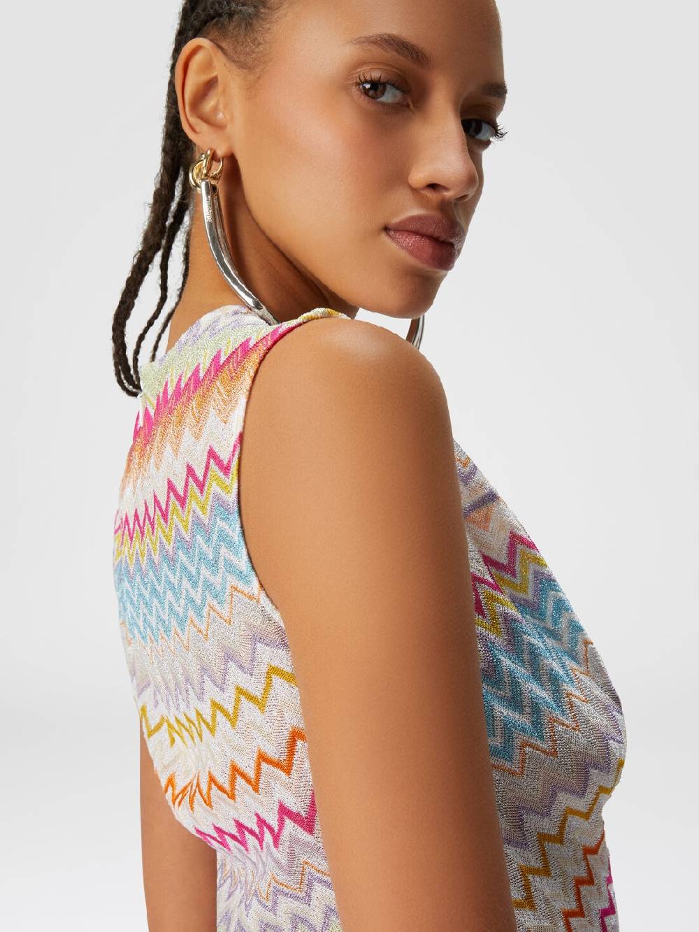 M Missoni Top in viscosa zig zag lamé con arricciature Latest fashion