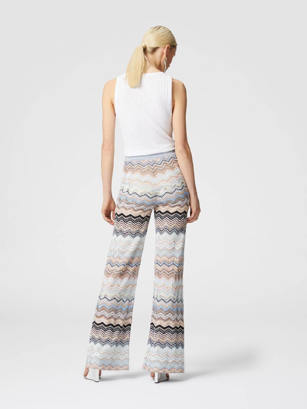 M Missoni Pantaloni in maglia chevron lamé con paillettes Lightning offer