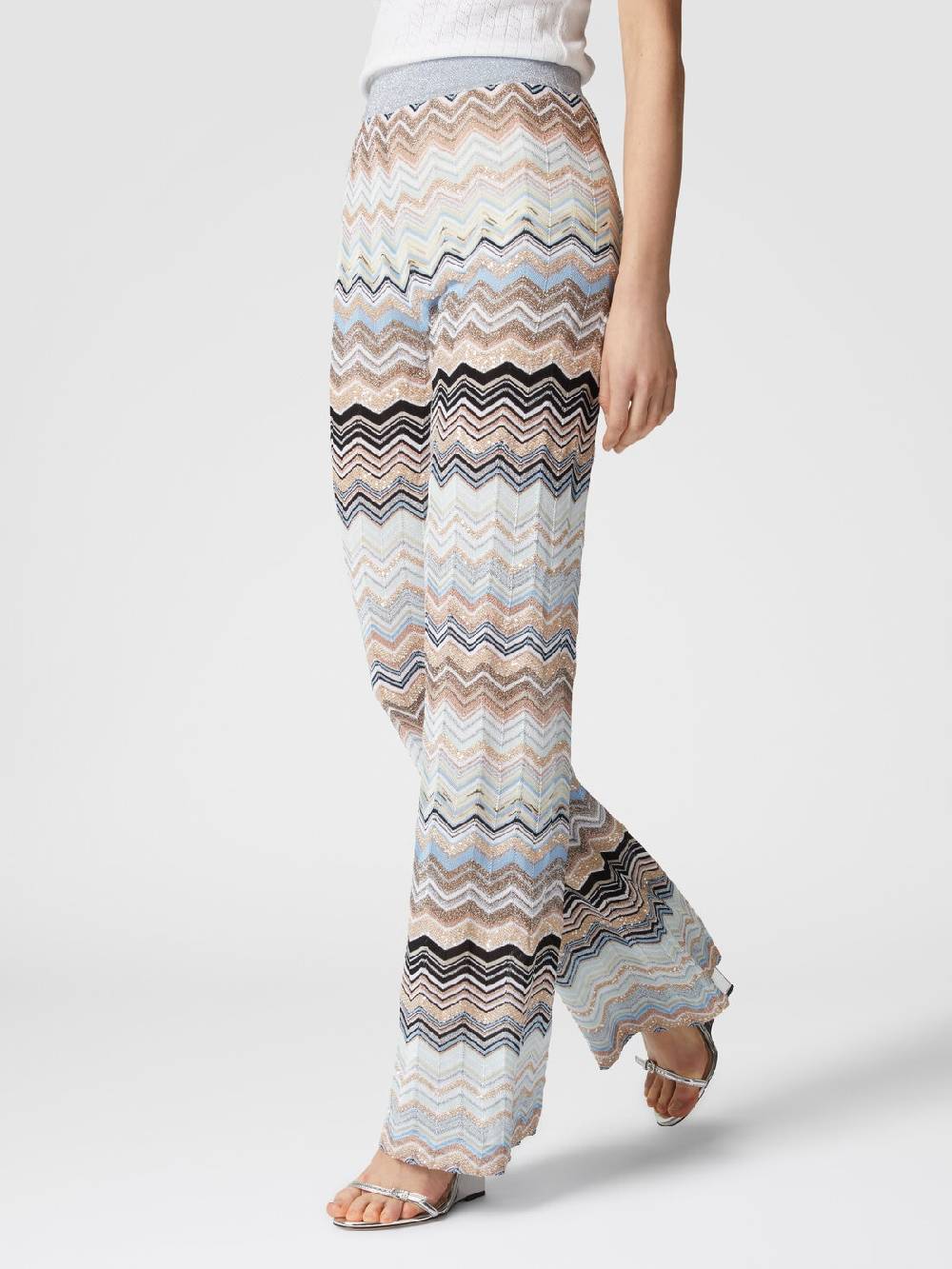 M Missoni Pantaloni in maglia chevron lamé con paillettes Lightning offer
