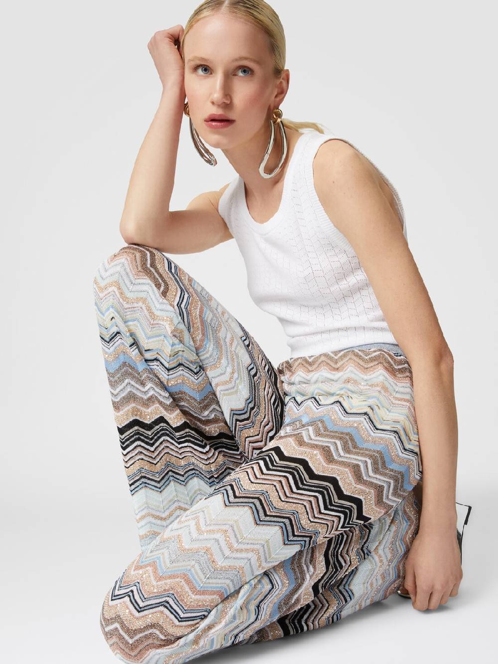M Missoni Pantaloni in maglia chevron lamé con paillettes Lightning offer