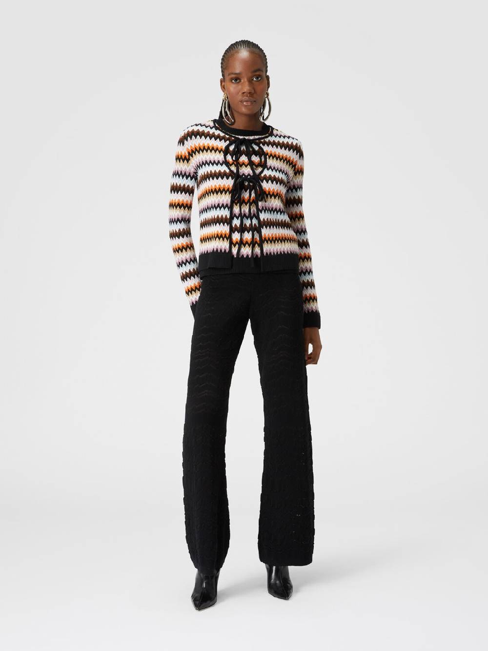 M Missoni Cardigan in lana zig zag con profili a contrasto Bestseller