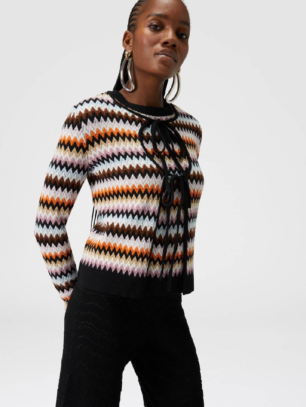 M Missoni Cardigan in lana zig zag con profili a contrasto Bestseller