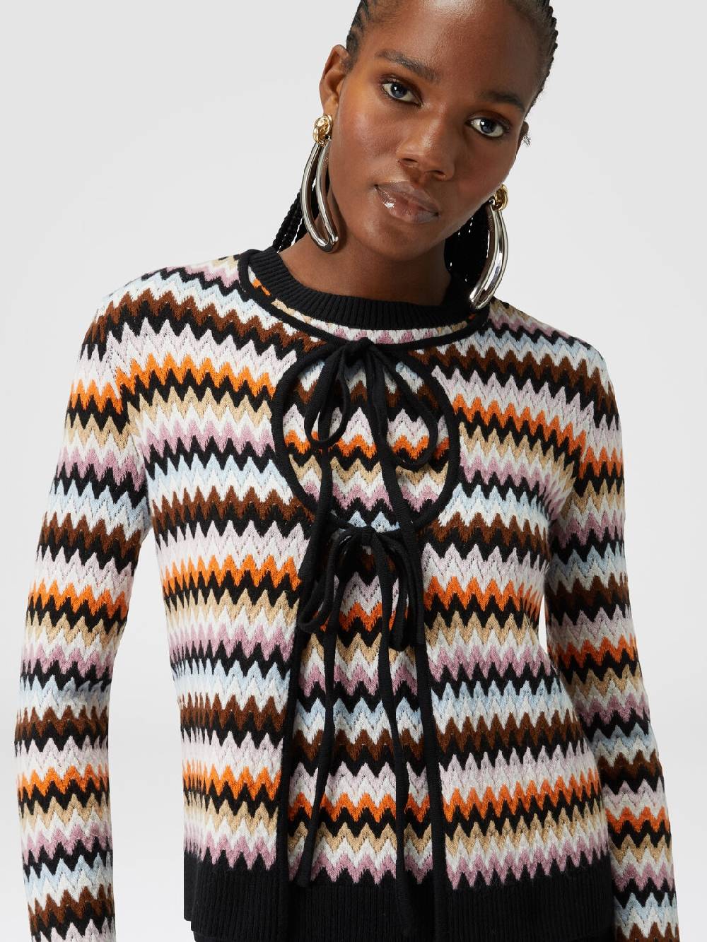 M Missoni Cardigan in lana zig zag con profili a contrasto Bestseller