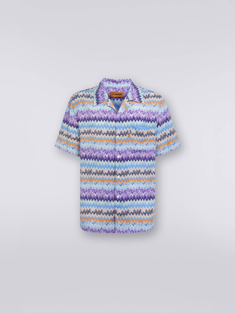 M Missoni Camicia a maniche corte modello bowling in viscosa chevron Liquidazione