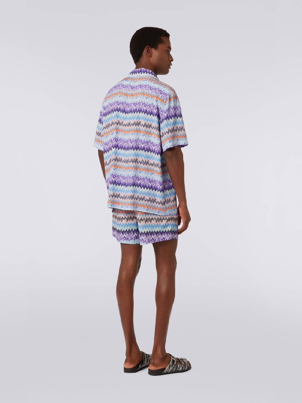 M Missoni Camicia a maniche corte modello bowling in viscosa chevron Liquidazione