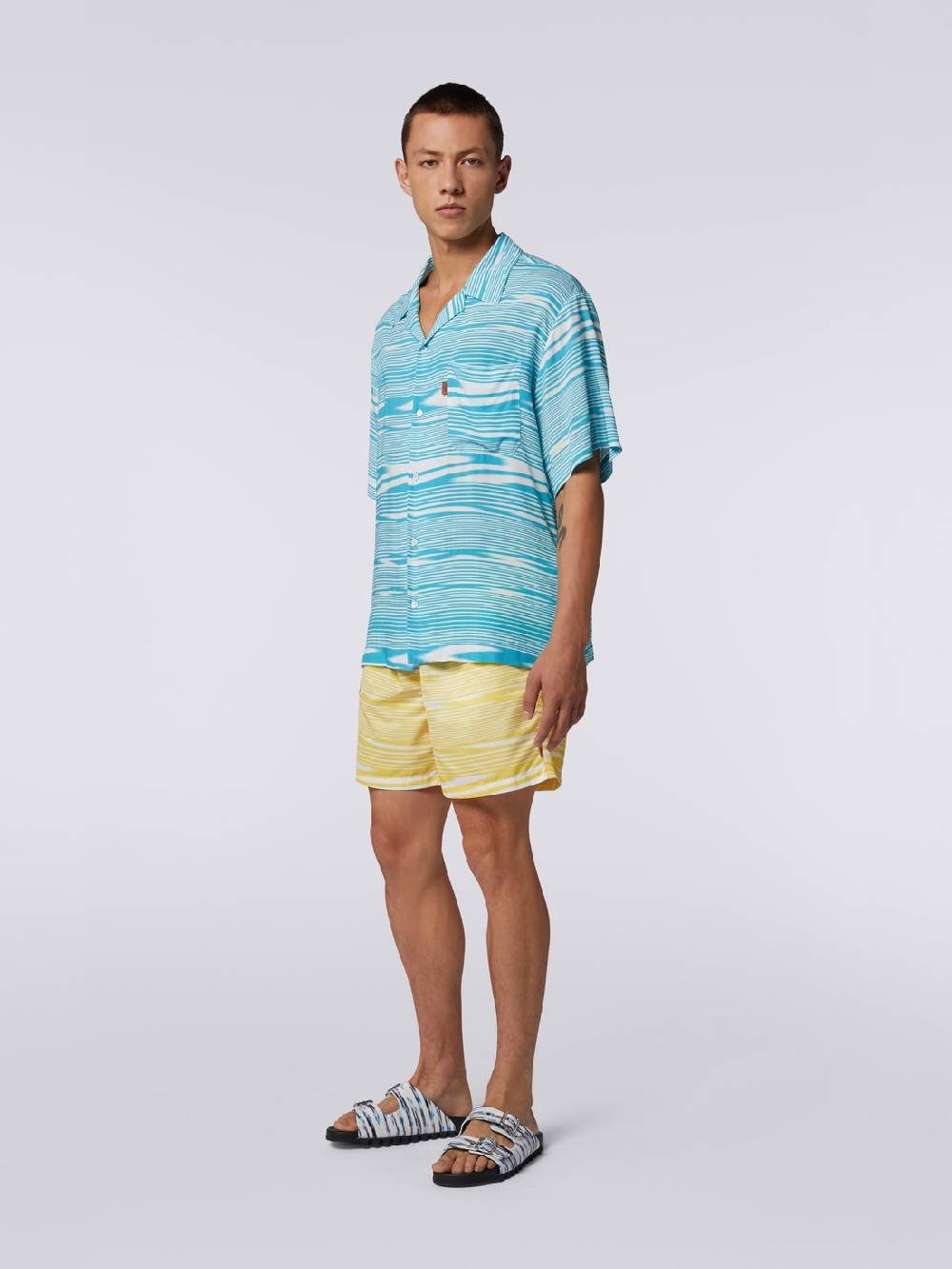 M Missoni Camicia a maniche corte modello bowling in viscosa Offerte giornaliere