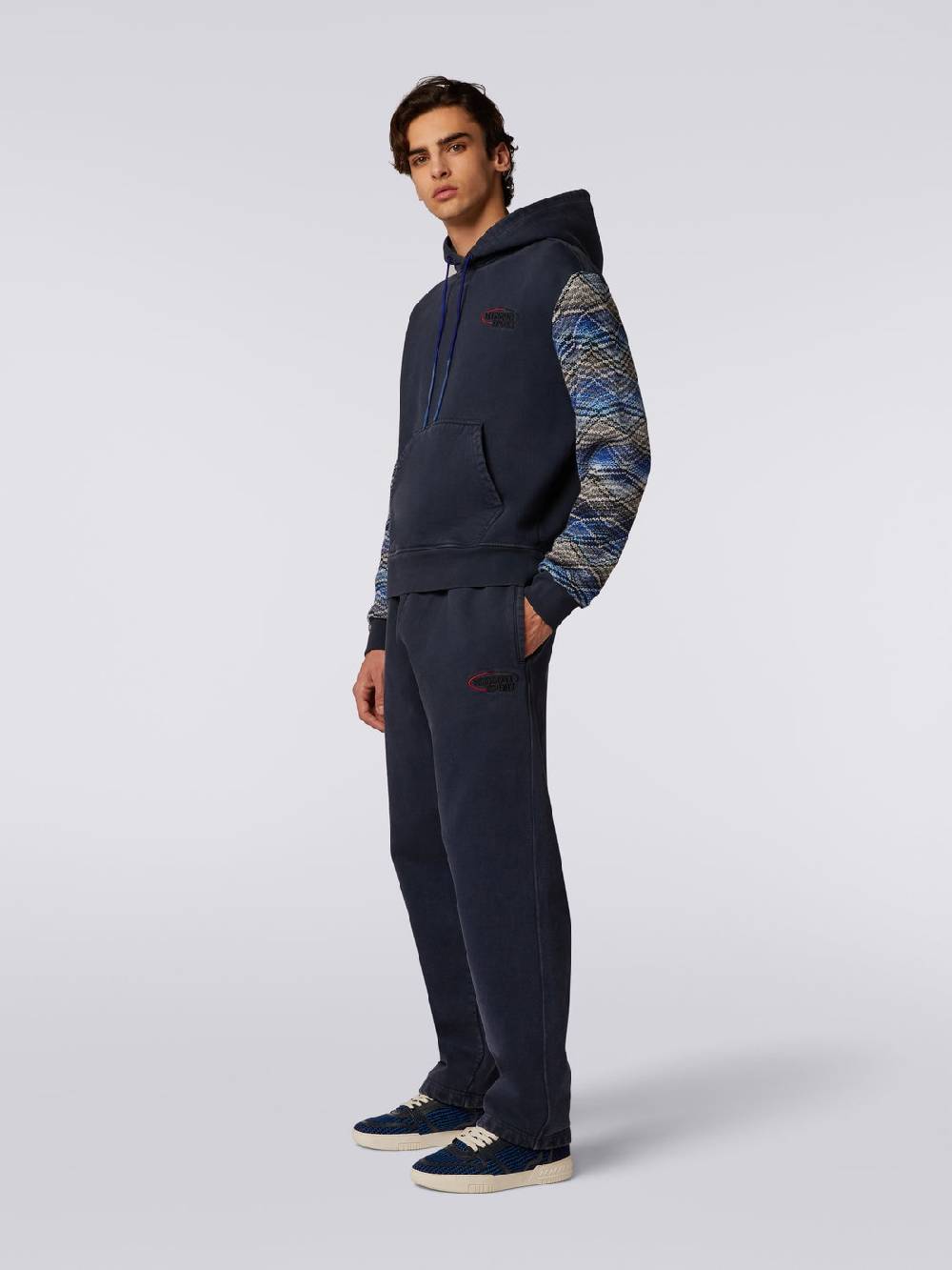 M Missoni Felpa con cappuccio in cotone con inserti in maglia Enormi risparmi