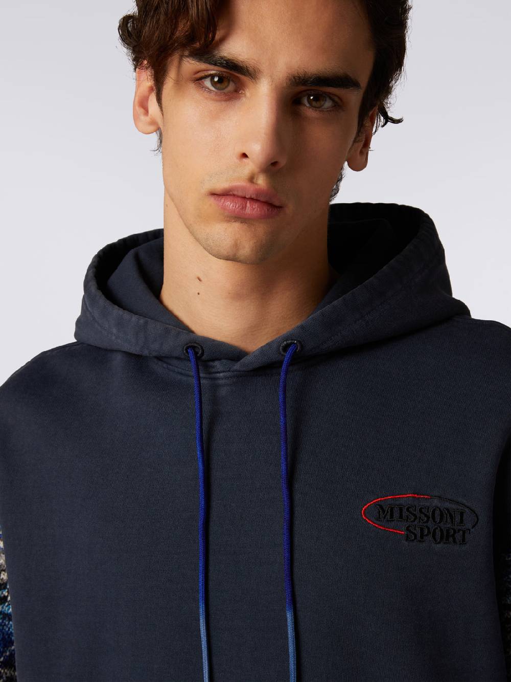 M Missoni Felpa con cappuccio in cotone con inserti in maglia Enormi risparmi