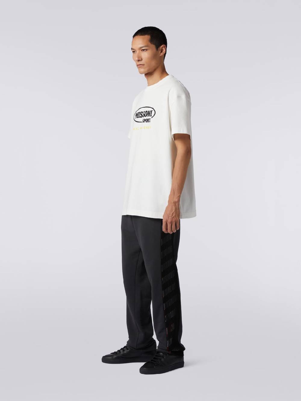 M Missoni Pantaloni sportivi in cotone con inserto in maglia in collaborazione con Mike Maignan Sconti VIP
