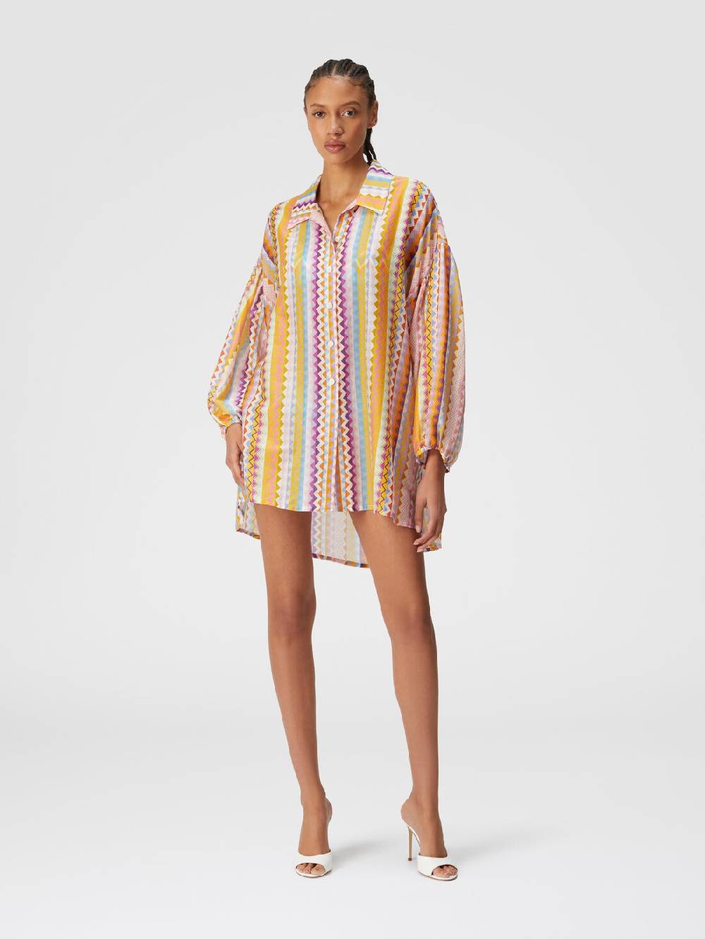 M Missoni Blusa oversize in seta e cotone stampa zig zag Ultimi tre giorni