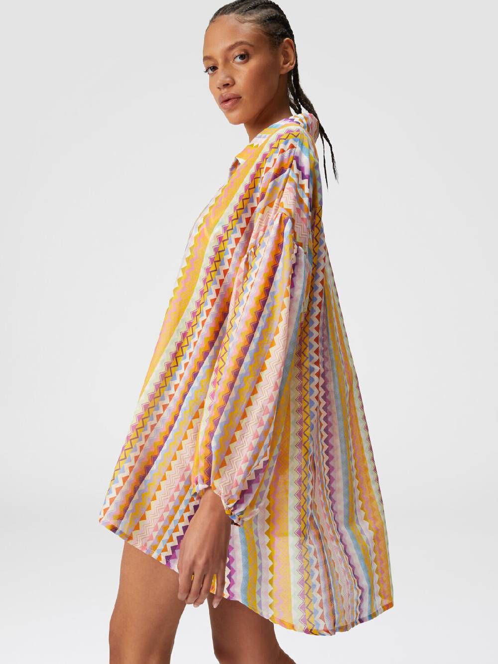 M Missoni Blusa oversize in seta e cotone stampa zig zag Ultimi tre giorni