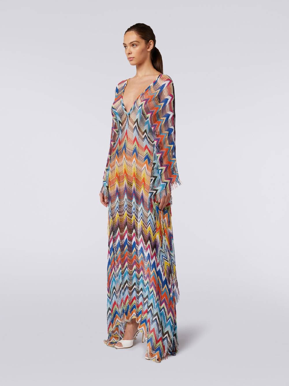 M Missoni Caftano copricostume lungo con frange e lurex Ultimi due giorni