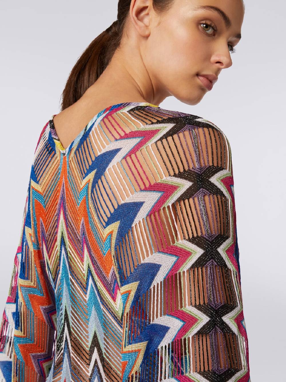 M Missoni Caftano copricostume lungo con frange e lurex Ultimi due giorni