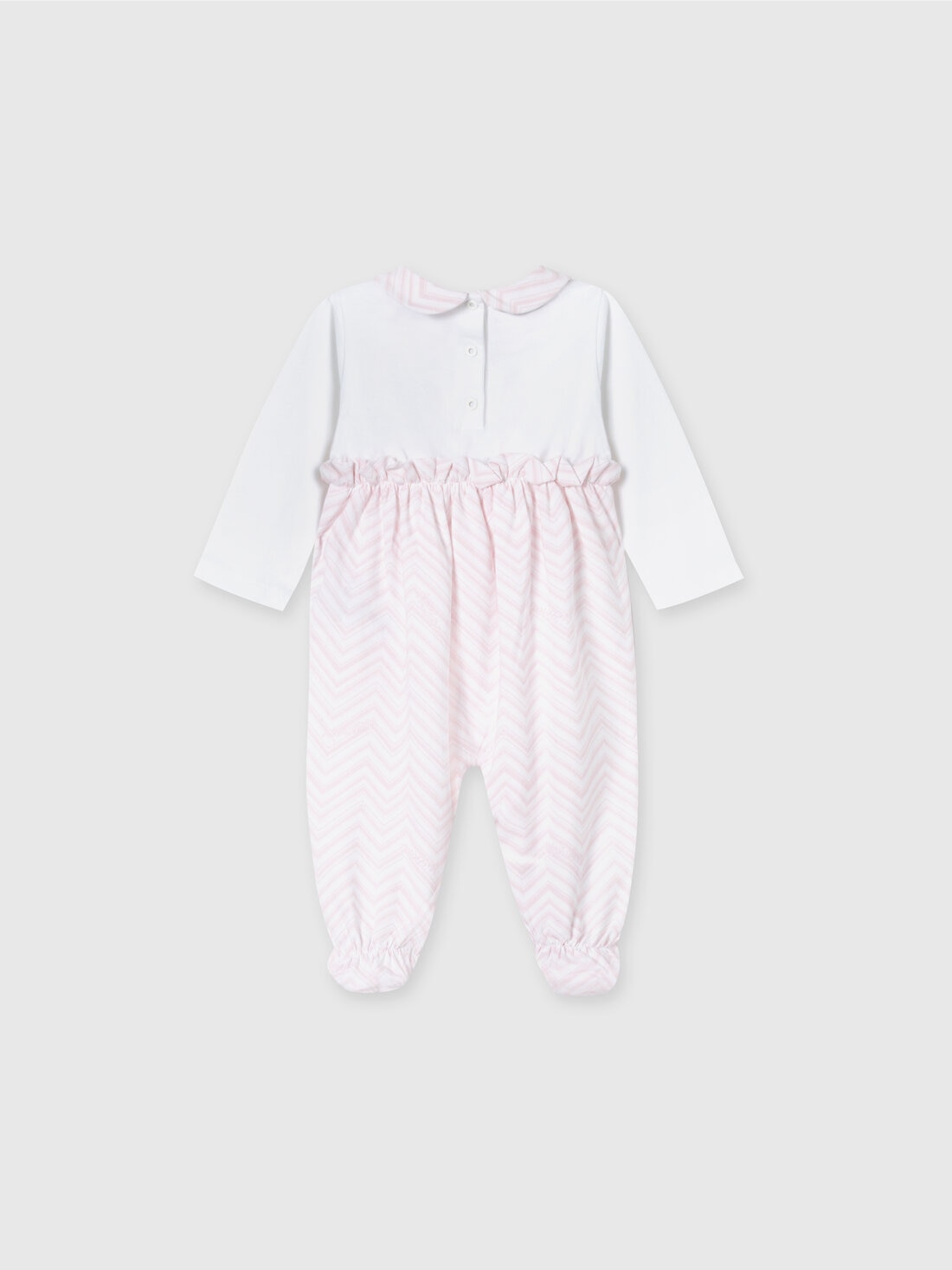M Missoni Set tre pezzi con tutina, zuccotto e bavaglino in cotone con inserti zig zag Offerta speciale della fabbrica