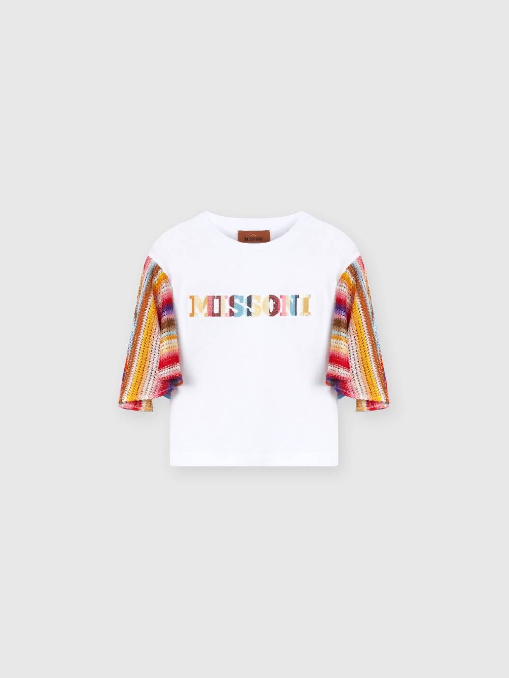 M Missoni T-shirt in cotone con inserti a contrasto e scritta logo Solo un giorno rimasto
