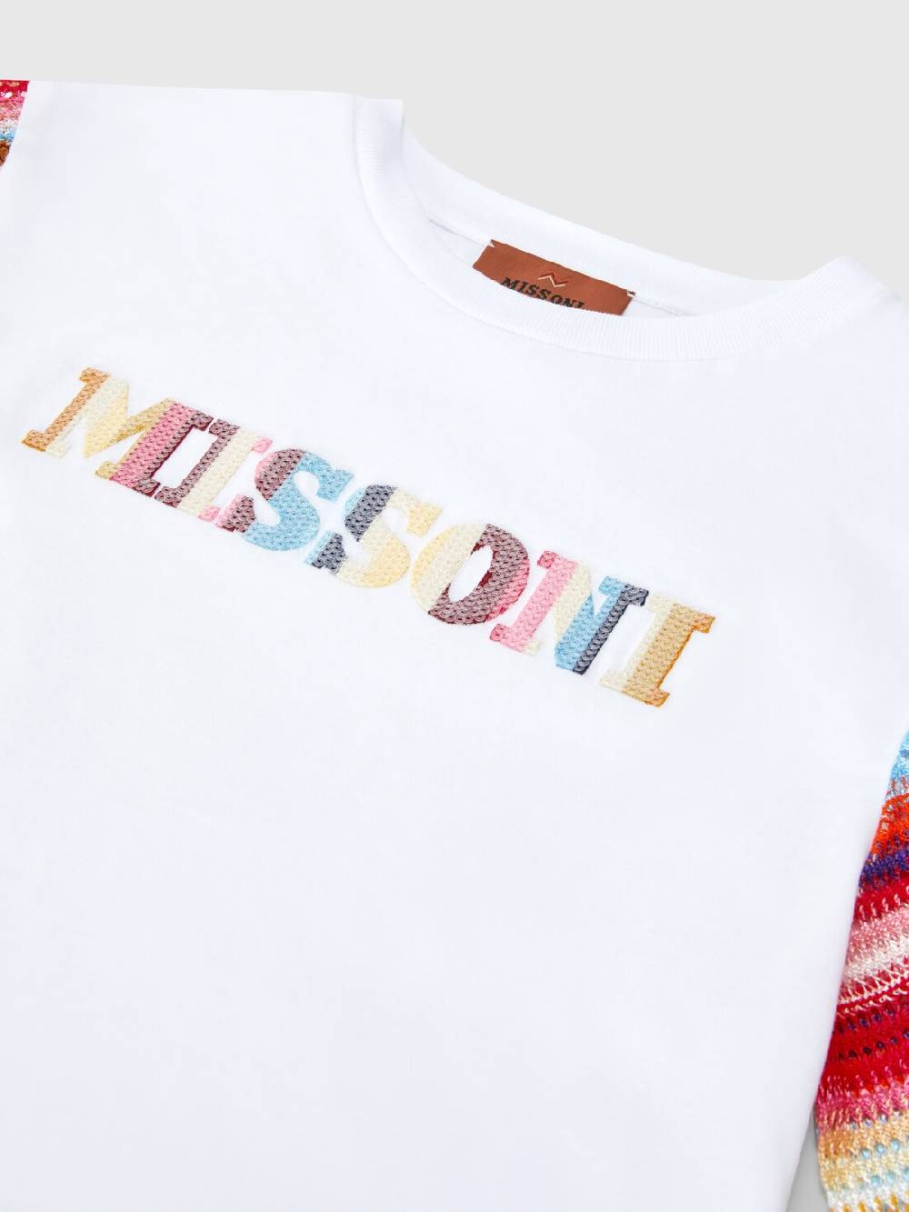M Missoni T-shirt in cotone con inserti a contrasto e scritta logo Solo un giorno rimasto