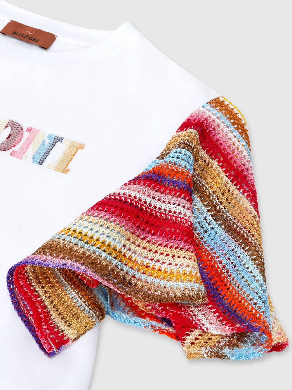 M Missoni T-shirt in cotone con inserti a contrasto e scritta logo Solo un giorno rimasto