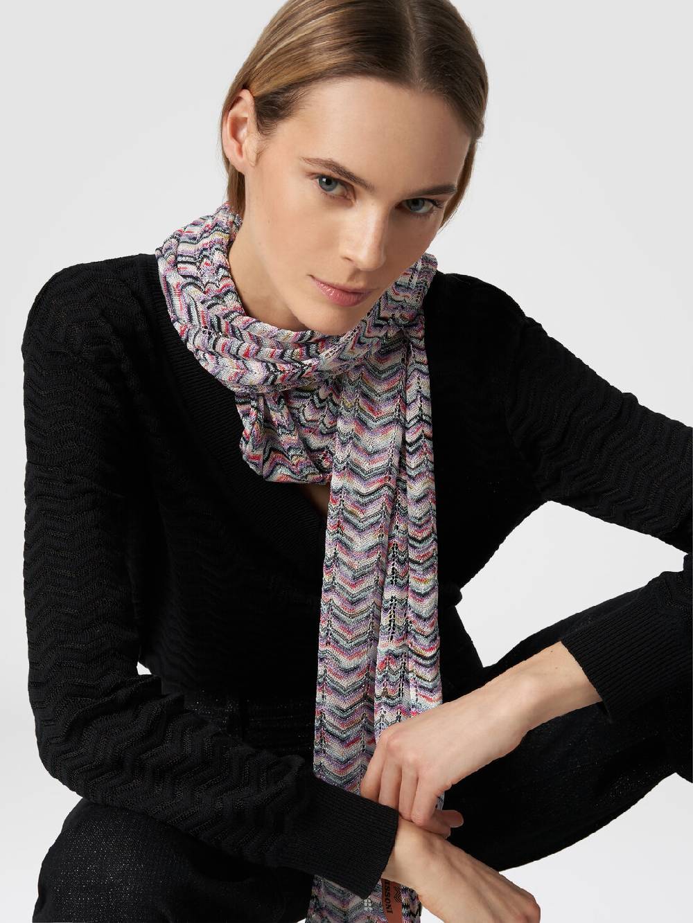 M Missoni Sciarpa in viscosa e cotone zig zag Duty-free