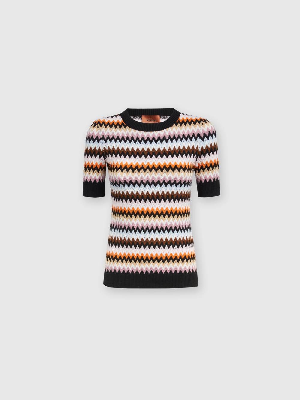 M Missoni Pullover girocollo a maniche corte in lana zig zag Sconti questo mese