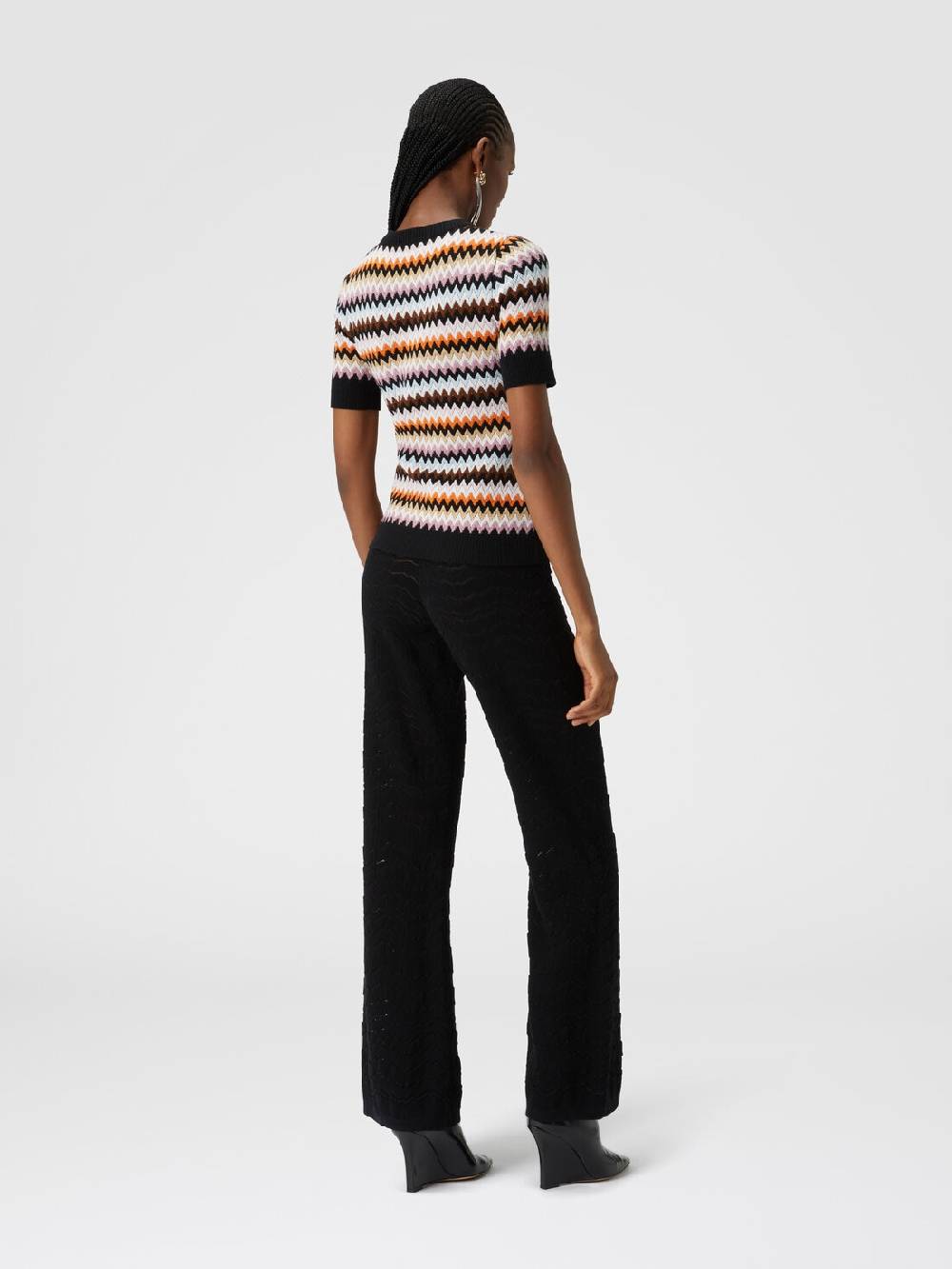 M Missoni Pullover girocollo a maniche corte in lana zig zag Sconti questo mese