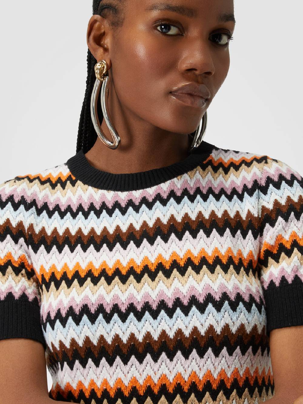 M Missoni Pullover girocollo a maniche corte in lana zig zag Sconti questo mese