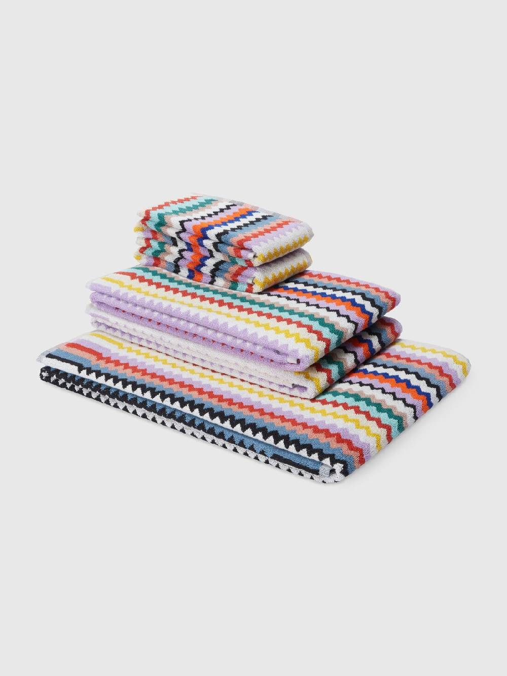 M Missoni Set 5 pezzi di asciugamani da bagno Riverbero in spugna di cotone zig zag Nuovo