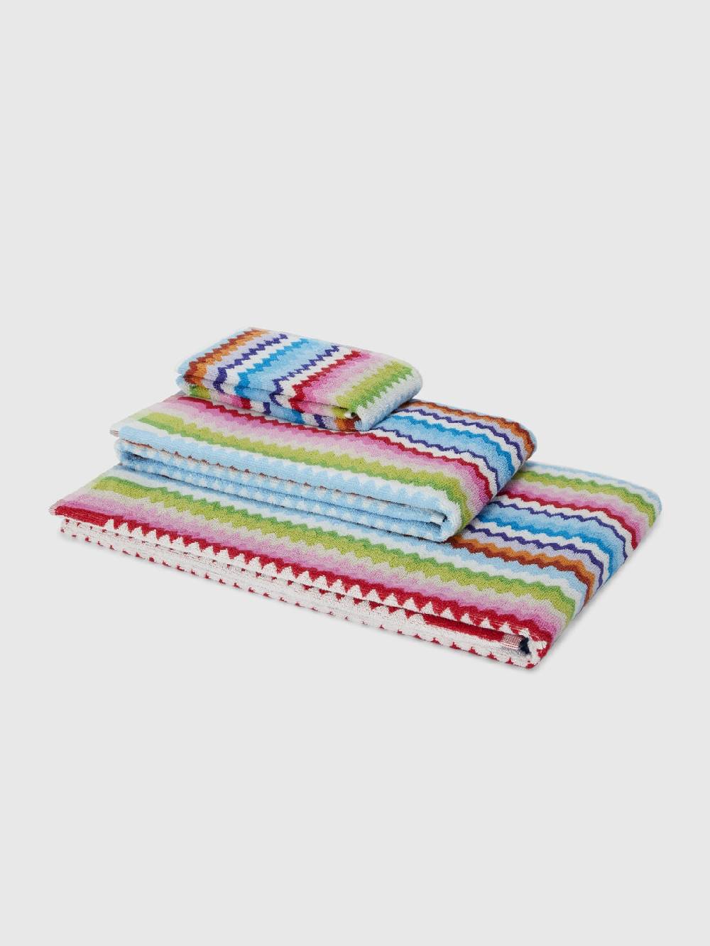 M Missoni Set 3 pezzi di asciugamani da bagno Riverbero in spugna di cotone zig zag Promozione